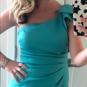 Teal size 8 Jessica Howard one shoulder dress